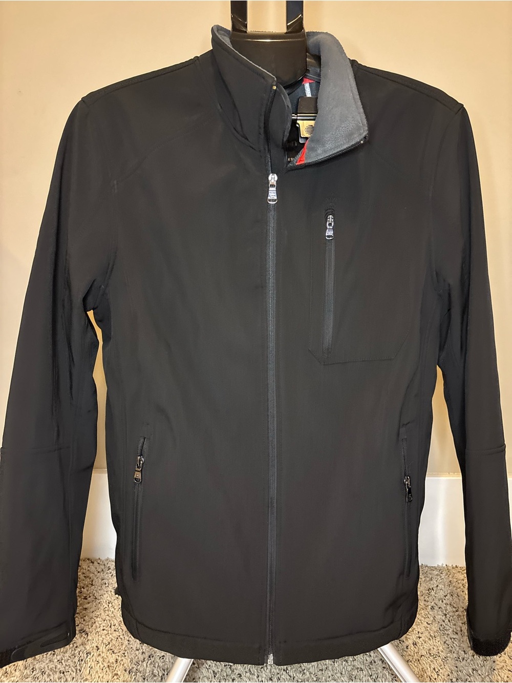 Calvin Klein Men’s Softshell Jacket Black Size Small Water Resistant Full Zip